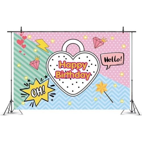 Cartoon Happy Birthday Party Backdrop Photography Background Photo Booth Studio Decor