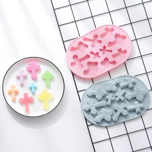 1pcs Cross Silicone Chocolate Molds For Baptism Cross Shape Cupcake Fondant Mold For Cake Decoration Soft Candy Making Tools