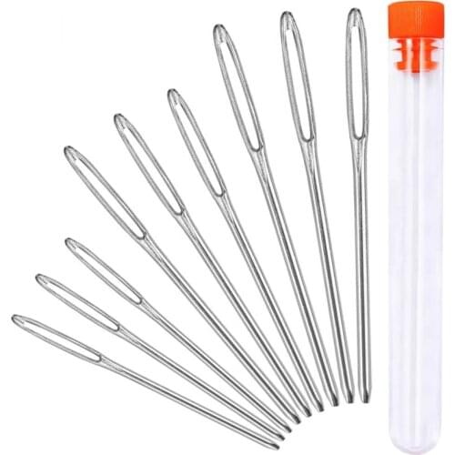 Imzay 9 PCS 3 Sizes Large-Eye Blunt Needles Stainless Steel Yarn Knitting Needles Leather Sewing Needle Hand Sewing tools