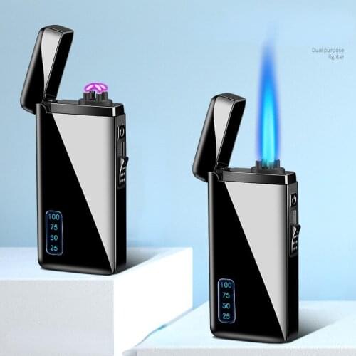 Personality and Creativity Gas-electric Dual-use Charging Dual-arc Windproof Gas-filled Lighter Briquets Et Accessoires Fumeurs