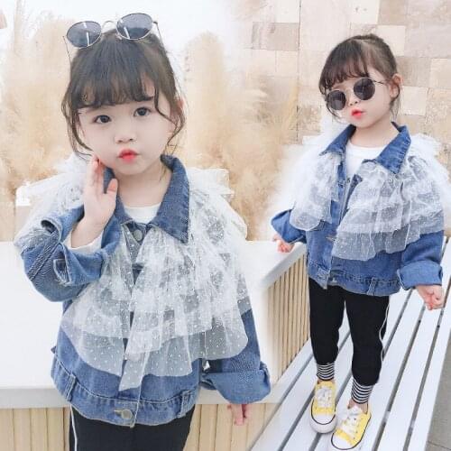Lace Jean Jacket Spring Autumn Coat Outerwear Top Children Clothes School Kids Costume Teenage Girl Clothing High Quality