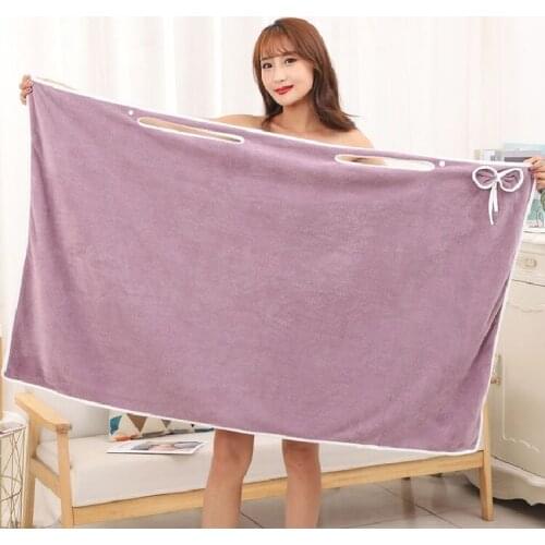 Fashion Lady Girls Wearable Fast Drying Magic Bath Towel Beach Spa Bathrobes Bath Robes Mini Dress with Bowknot Pocket
