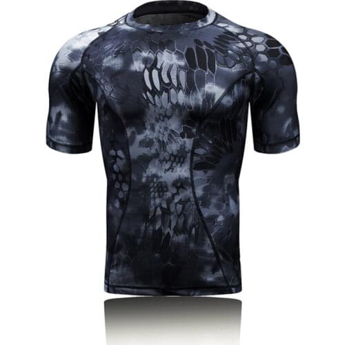 Outdoor Men Tactical Camouflage Quick Dry Short Sleeve T-shirt Compression Tight Army Military Hunting Training Combat Shirt