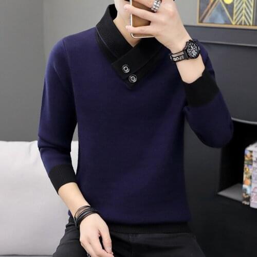 Men Autumn V-Neck Pullover Sweater Mens Slim Fit Knitted Pullovers Mens Clothing Knitted Sweaters Pullover Homme