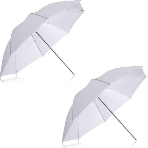 Neewer 2 Pack 33"/84cm White Translucent Soft Umbrella for Photo and Video Studio Shooting