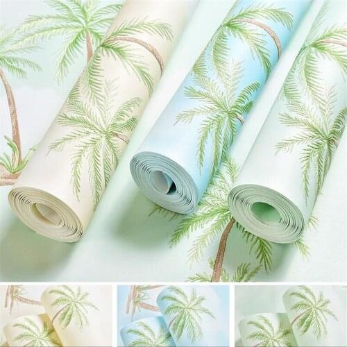 Beibehang Southeast Asia Tropical Coconut Tree Environmentally Relief Wallpaper Living Room Bedroom TV Background 3d wallpaper