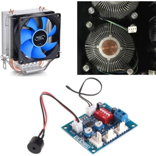 OOTDTY 12V PC CPU 4 Wire Fan Temperature Control PWM Speed Control Module with Alarm + Buzzer & Sensor