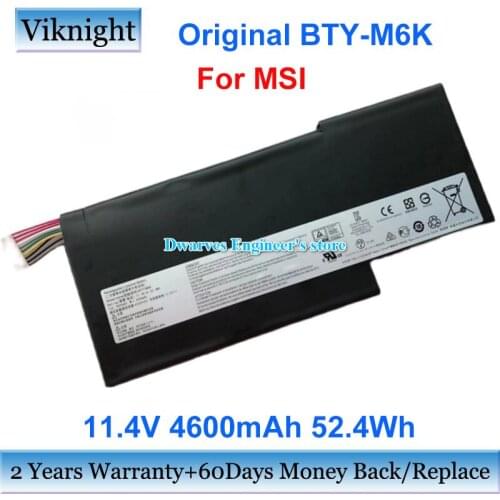 Genuine BTY-M6K Battery For Msi GF63 8RC Series GS63VR 7RG Stealth Pro GS63VR 7RG-005 W663 BTYM6K MS-16K3 Laptop Battery 4600mAh