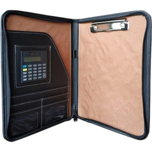 Portfolio Folder Bag Secretary Office with Calculator Zipper Portfolio