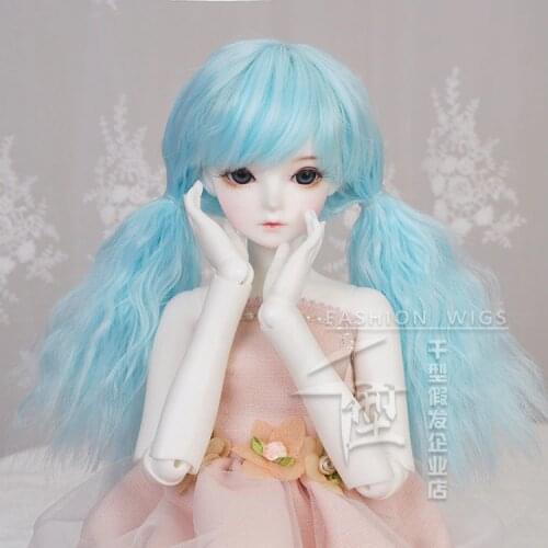 Bjd wig Multicolor Long Wavy hair Wigs 1/3 1/4 1/6 BJD Blue Color Wig High Temperature Fiber doll wig free shipping