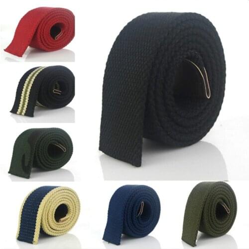 New Men Women Canvas Belt Without Buckle Thicken Luxury Waistband Jeans Belt Weave Stripe Belts 3.8cm Wide Strap Male Large Size