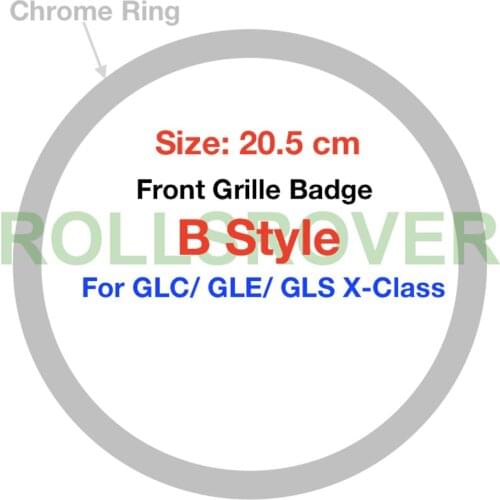 ROLLSROVER 20.5 cm Chrome B Style Front Bumper Grille Grill Emblem Badge For GLC GLE GLS X-Class Logo