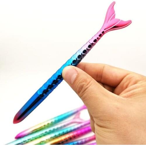 Mermaid Pen Gift Stationery Fish Ballpoint Pens Creative Office Business Supplies Students Prize Party Favors black blue ink