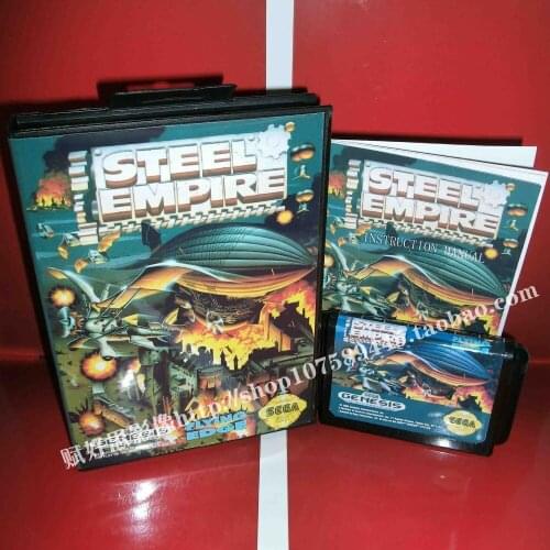 Sega MD game - Steel empire with Box and Manual for 16 bit Sega MD game Cartridge Megadrive Genesis system