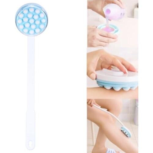 Long Handled Lotion Oil Cream Applicator Head Body Leg Back Bath Brush Scrub Massager Shower Rubbing Brush Bath Supplies Tools