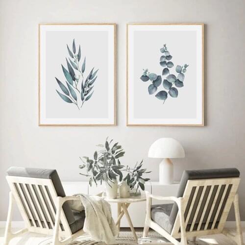 Nordic Eucalyptus Botanical Leaves Wall Art Pictures Canvas Paintings Gallery Posters and Prints Interior for Bedroom Home Decor