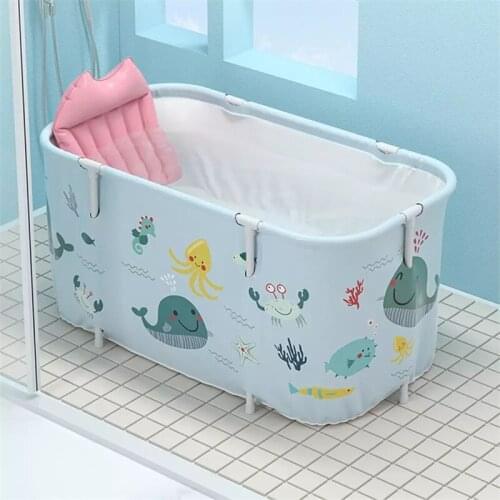 Folding Bathtub Adult Household Bath Barrel with Inflatable Pillows Large Full Body Bath Bucket Sauna Spa Insulation Bath Tub