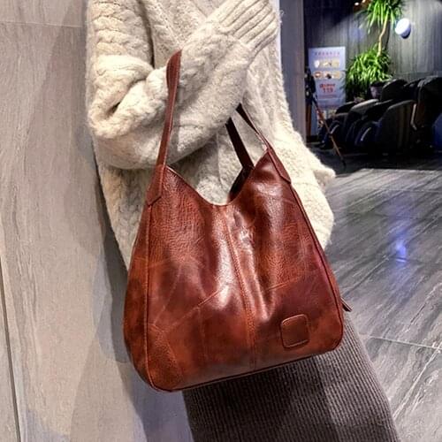 2020 Fashion Trend Women Faux Leather Large Capacity Crossbody Handbags Vintage Classic Solid Style Shoulder Bag Stylish Tote