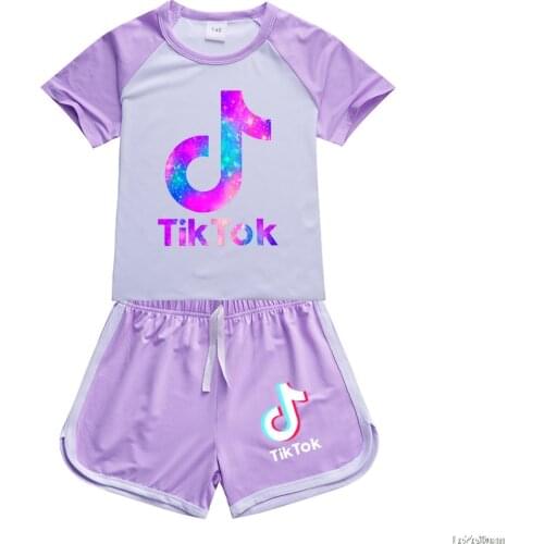 Tik Tok Children Boys Girls Cotton Clothing Set For Toddler Kids Clothes Summer Set Brand Infant Cartoon Sports Suit 2-15 Years