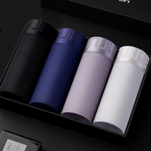 Panties Mens 4pcs/lot Summer Mens Underwear Man boxer Ice Mesh Breathable Sexy Youth Boxer Bamboo Ventilate Shorts