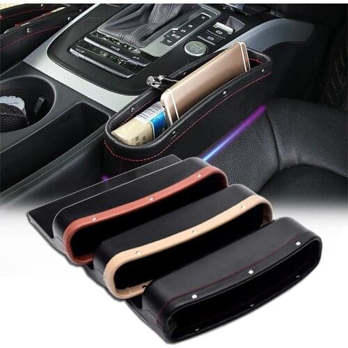 AUTOYOUTH Universal Car Seat Side Gap Filler Seat Crevice slit Pockets PU Leather Leak-Proof Storage Box Organizer For bmw e46