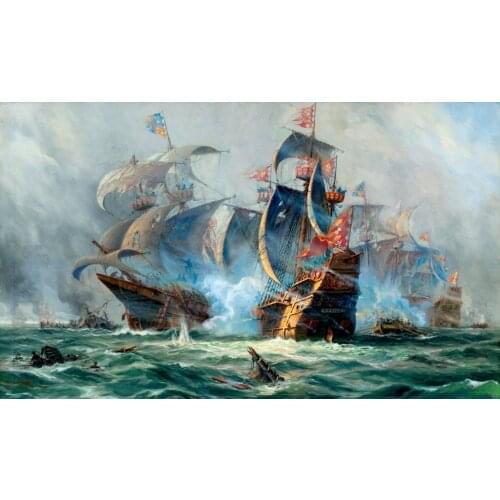 TOP art-Ivan Aivazovsky Sea seascape Naval battle art oil painting--GOOD PRINT ART oil painting ON CANVAS--free shipping cost