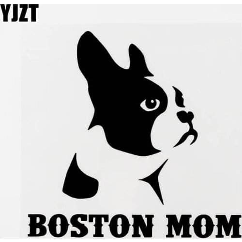 YJZT 15CM×14.6CM Funny Boston Mom Dog Vinyl Car Window Sticker Decal Black/Silver 8C-0474