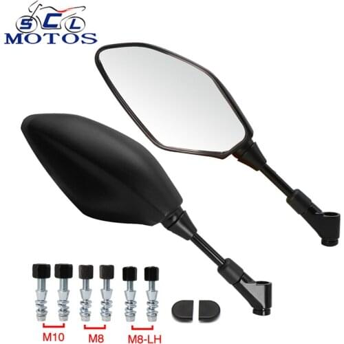 Sclmotos- 1 Pair Black Motorcycle Rearview Mirror M8/M10 Rear View Mirros for Yamaha MT-01 MT03 MT07 Tracer MT09 Tracer MT10