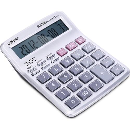 1Pcs Voice 12-Bit Crystal Button Calculator Battery Large Screen Office Stationery School Multi-Function Voice