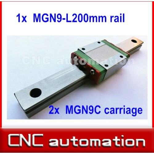 1pc 9mm width linear guide rail 200mm MGN9 + 1pc MGN MGN9C Blocks carriage for CNC