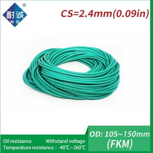 1PC/lot Rubber Ring Green FKM O ring Seals Thickness 2.4mm OD105/110/120/140/150mm Rubber O-Rings Fuel Washer