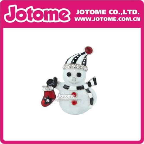 100pcs/lot Silver-Tone Clear Rhinestone Crystal White Enamel Fashion Christmas Snowman Scarf Boot Pin Brooch