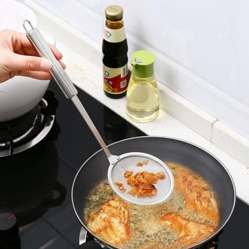 2Pcs Stainless Steel Soybean Milk Filter Screen Small Scoop Oil Residue Filter Screen Kitchen Scoop