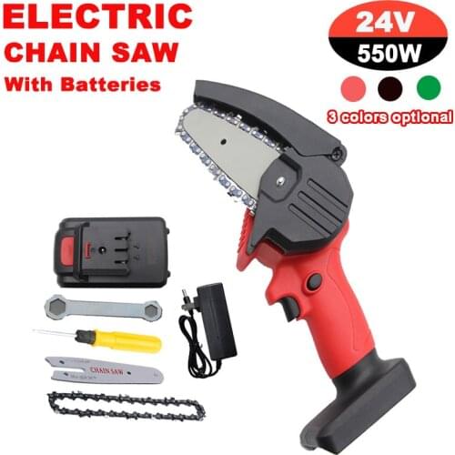 550W Cordless Electric Chainsaw Handheld Wood Logging Saw Rechargeable Chain Saw Rotary Tools For Cutting Woodworking Tools