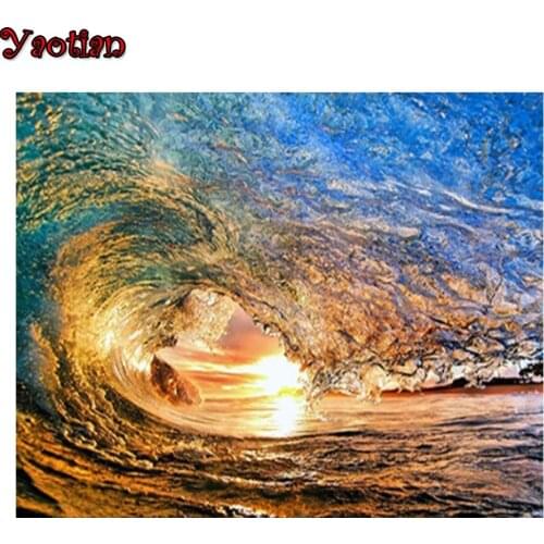 5D Diamond Painting DIY Surfing Ocean Sea Waves Colorful Sun Sport Surfer Diamond Mosaic Embroidery Cross Stitch Wall Decor New