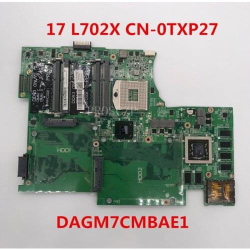 Free shipping For XPS 17 L702X laptop motherboard CN-0TXP27 0TXP27 TXP27 DAGM7CMBAE1 HM67 GT555M working well