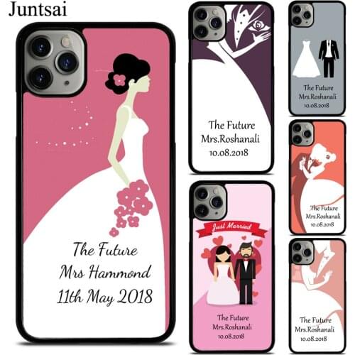 Personalised Wedding Bride groom Name Date Dress Case Fundas For iPhone 12 Mini 11 Pro Max 7 7Plus 6S 8 8Plus X XS Max XR