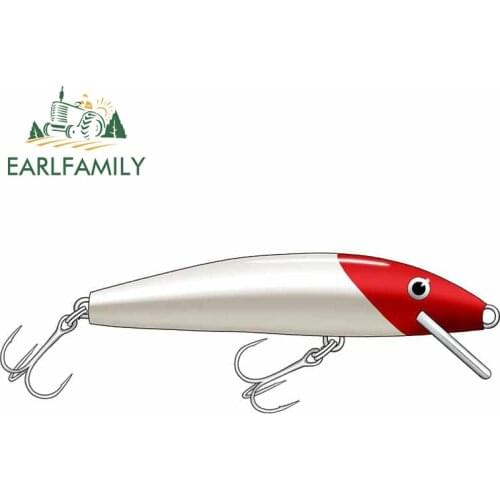 EARLFAMILY 13cm x 4.5cm for Fake Fishing Lure Car Sticker Personality Motorcycle Helmet Body for Car Decal JDM Assessoires