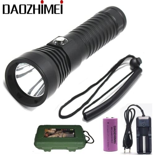 Diving Flashlight 5000LM Underwater Torch XM-L2 LED Waterproof Lamp White Light + 26650 Battery + Charger