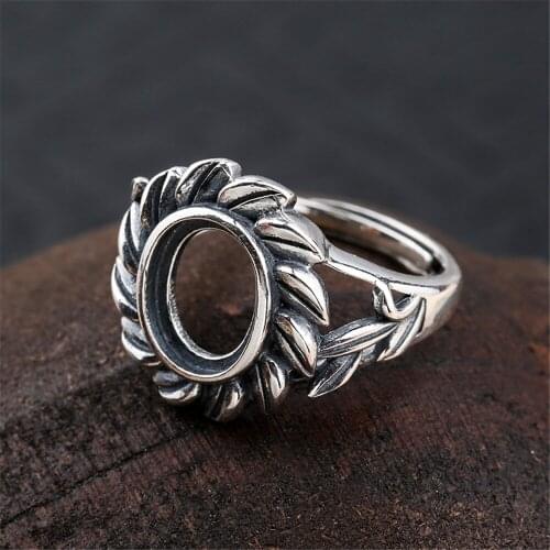 Ring Setting for 8x10mm Oval Cabochons Ring Blank Thai Sterling Silver Adjustable Band Ring Base JZ0053