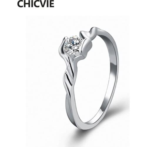 CHICVIE Infinity Romantic Finger Ring AAA Cubic Zircon Engagement Wedding Charm Rings For Women Silver Color Jewelry Sri140002