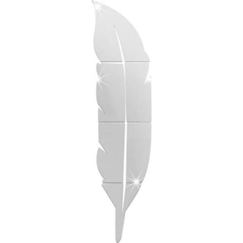 Beautiful Feather Shape Wall Sticker Home Bedroom Living Room 3D Mirror Surface Wall Decorative Stickers
