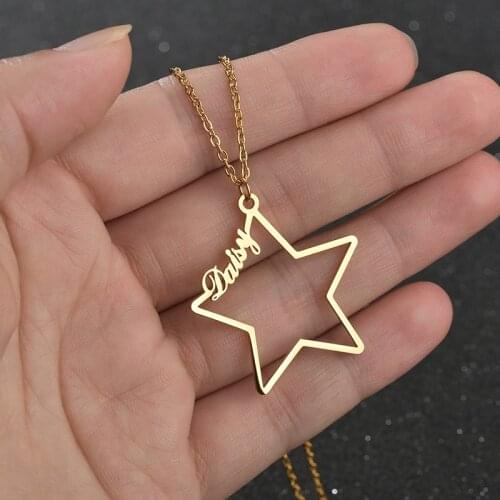 Fashion Custom Name Necklace For Women Girls Gold Color Star Personalized Pendant Necklace Birthday Gift