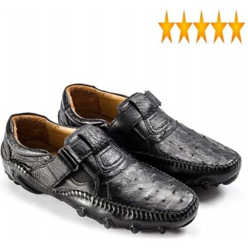 Real Famous Brand Men Round Toe Loafers Luxury Black Office Crocodile Leather Formal Shoes Driving Mocassin Homme