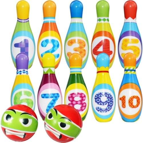 12pcs Inddor Outdoor Bowling Game Set, 10 Pins, 2 Bowling Balls, Kids Fun