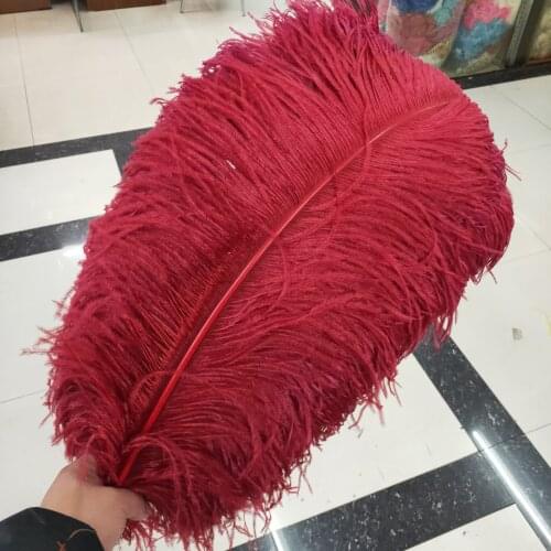The New 100pcs/lot Beautiful Red Wine Ostrich Feather 45-50cm/18-20inch Jewelry Christmas Dancers DIY Plumas De Faisan
