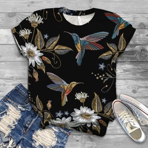 2021 new cool fashion mens and womens T-shirt bird print 3d T-shirt summer short-sleeved T-shirt male T-shirt female S-6XL