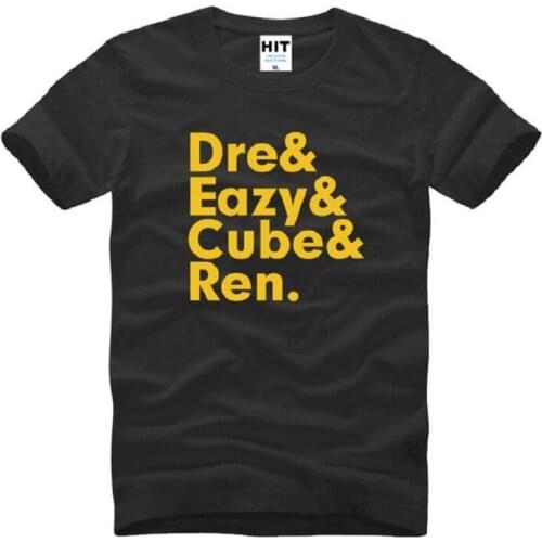 NWA N.W.A. Members Eazy-E Cube Ren Dre Printed T Shirt Men Short Sleeve O-Neck Cotton Mens T-Shirt Hip Hop Rap Mens Top Tee