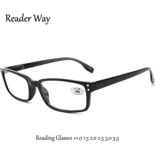 Simple Men Reading Glasses Rectangle Black Frame High Quality Reader Eyewear Male Presbyopic Eyeglasses 1.0 1.5 2.0 2.5 3.0 3.5