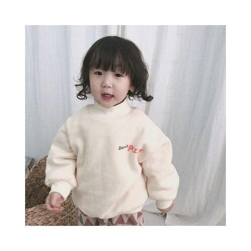 Autumn Winter New High Collar Sweatshirts Children Fleece Thicken Hoodies for Baby Boys Girls Printed Pure Cotton Warm Pullovers